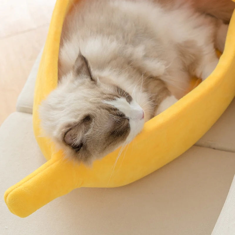 Funny Banana Cat Bed House Cute Cozy Cat Mat Beds Warm Durable Portable Pet Basket Kennel Dog Cushion Cat Supplies