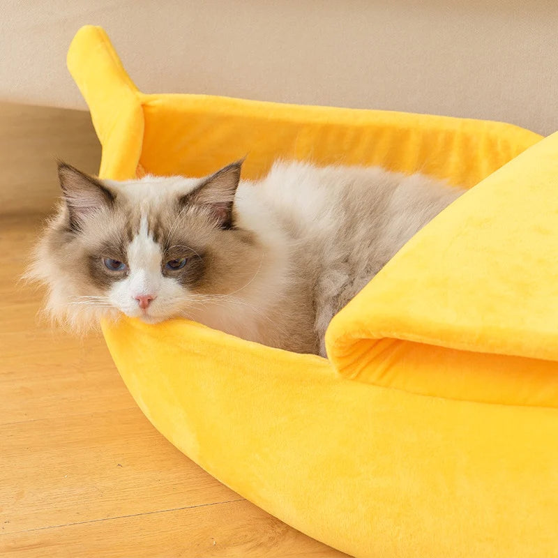 Funny Banana Cat Bed House Cute Cozy Cat Mat Beds Warm Durable Portable Pet Basket Kennel Dog Cushion Cat Supplies