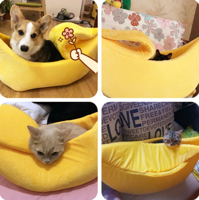 Funny Banana Cat Bed House Cute Cozy Cat Mat Beds Warm Durable Portable Pet Basket Kennel Dog Cushion Cat Supplies